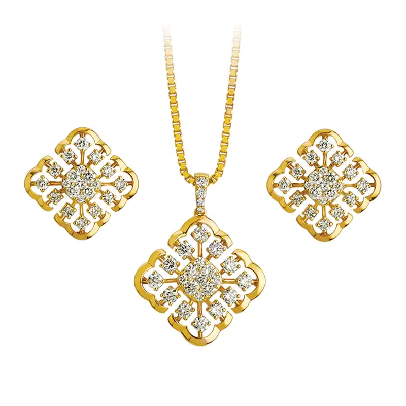 Delicate Filigree Diamond Pendant Set