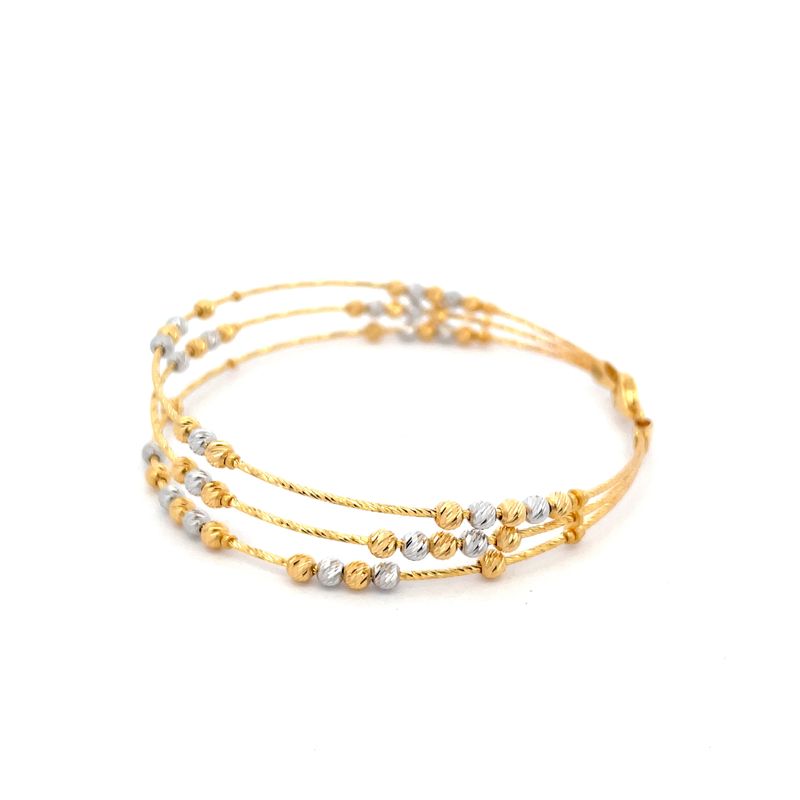 Delicate Bangle Bracelet with three rows of beads - 2.5 inch