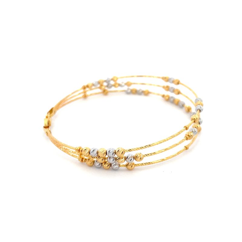 Delicate Bangle Bracelet with three rows of beads - 2.5 inch