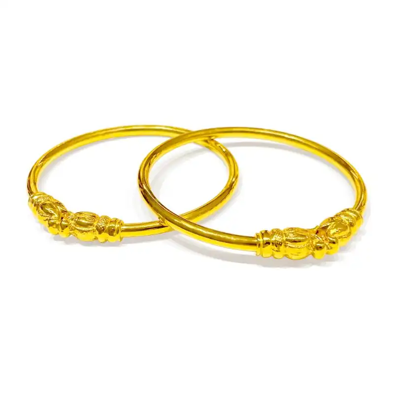 Plain 22K Gold Kada Bangles - Size 2.5