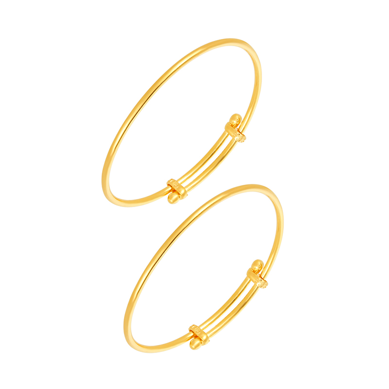 22K Yellow Gold Baby Bracelets Set of 2 - BBR-381