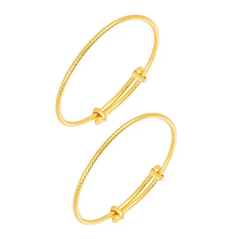 22K Yellow Gold Adjustable Baby Bangle Set of 2