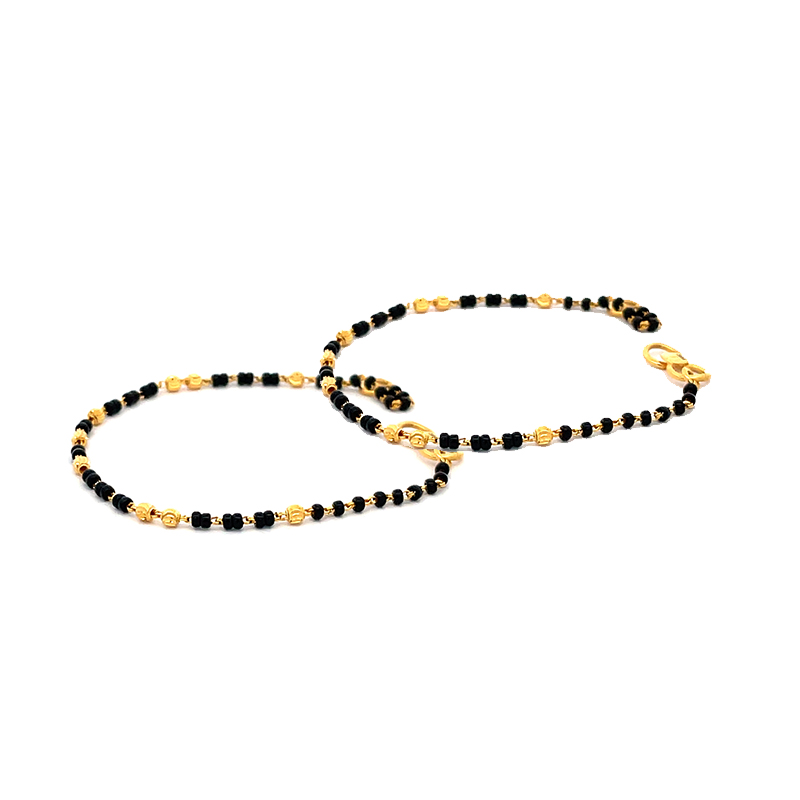 Classic Black beads Gold Baby Bracelet