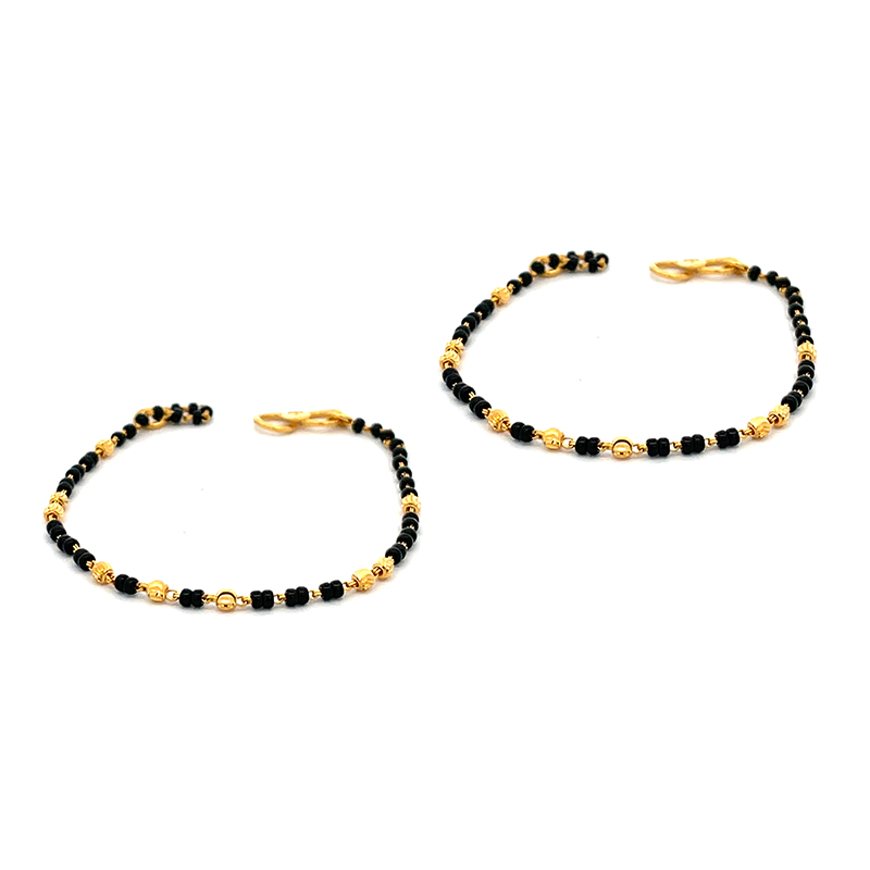 Classic Black beads Gold Baby Bracelet