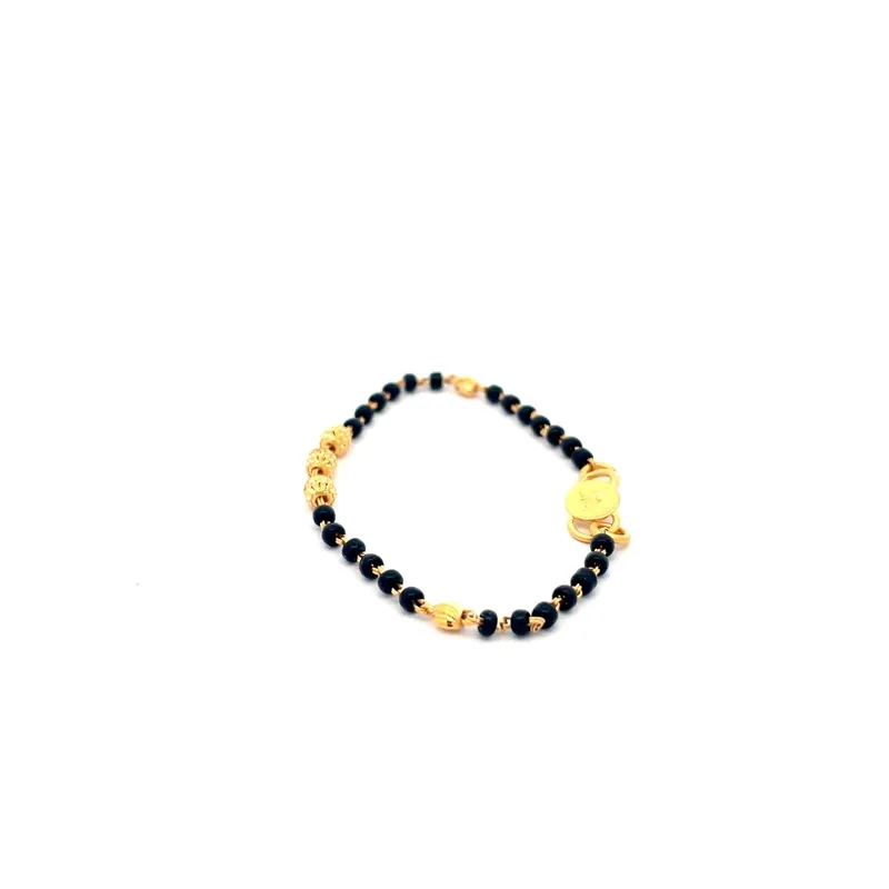 Pair of Baby Bracelet 22K Gold and black beads