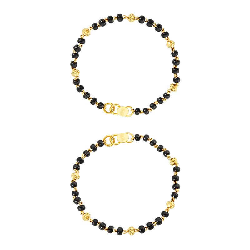 Thin black Logo bead bracelet