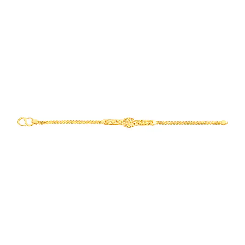 22K Yellow Gold Bar Baby Chain Bracelet - 5.8 inch