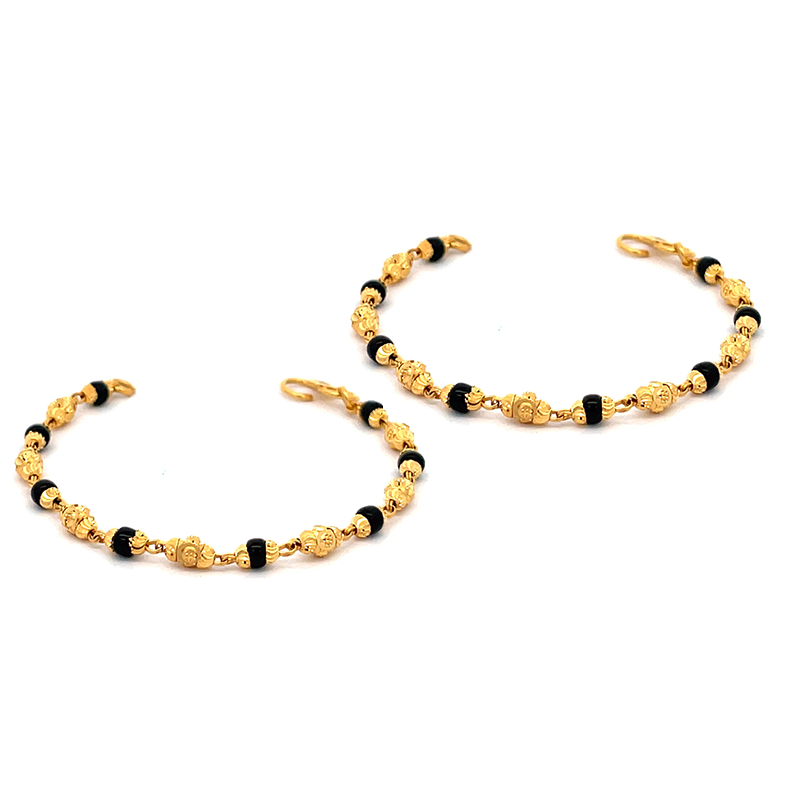 Black beads Baby Bracelet in 22K Yellow Gold