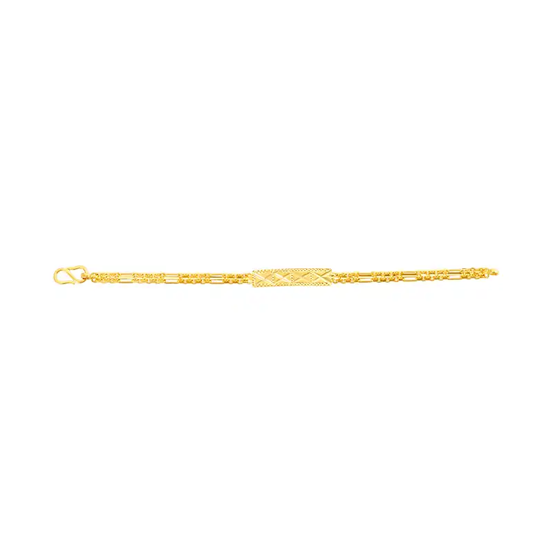 22K Yellow Gold Bar Baby Chain Bracelet - 5.7 inch