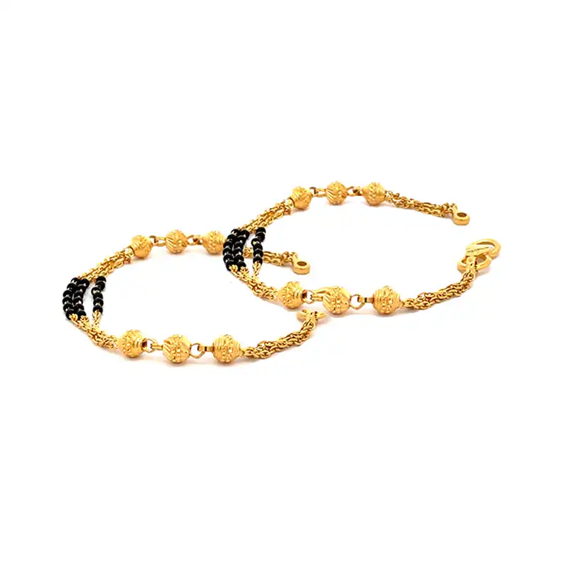 Classic Black beads Gold Baby Bracelet