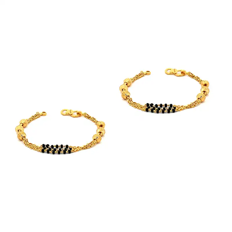 Classic Black beads Gold Baby Bracelet