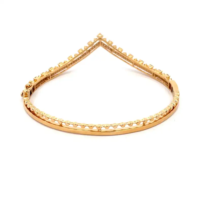 Uniquely shaped Gold Diamond Bangle Bracelet