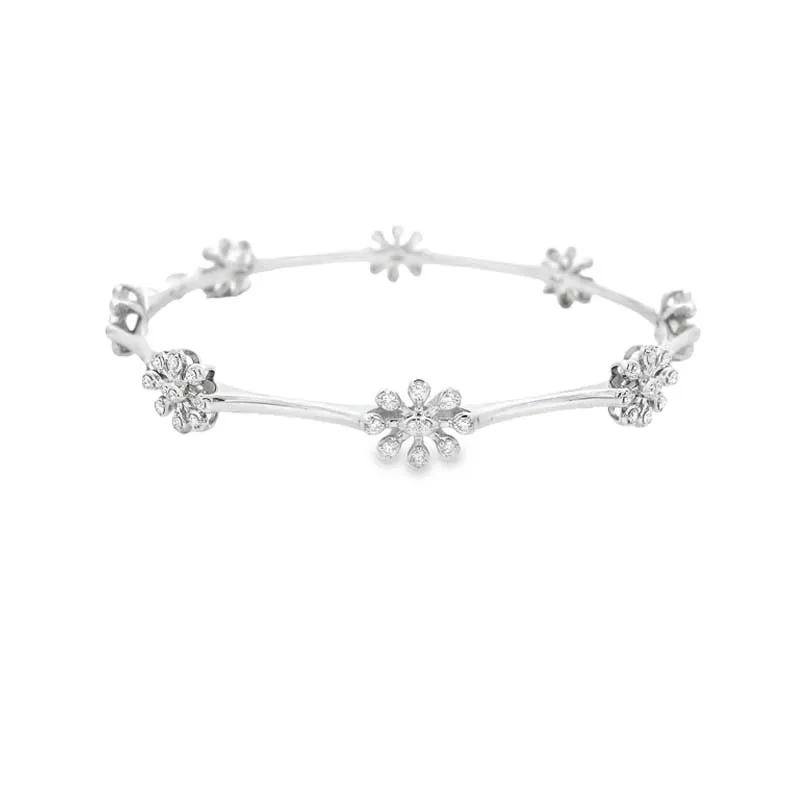 Elegant Floral Design Bracelet -White Gold