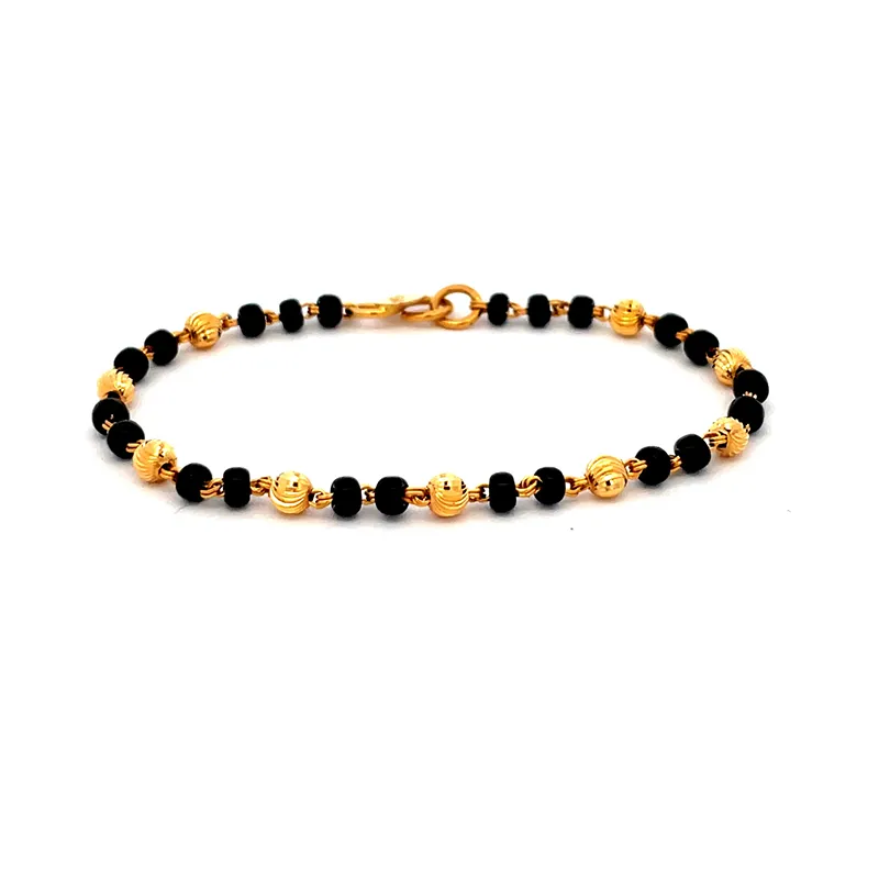 Baby bracelets with Black beads and Gold