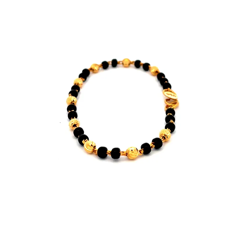 Baby bracelets with Black beads and Gold