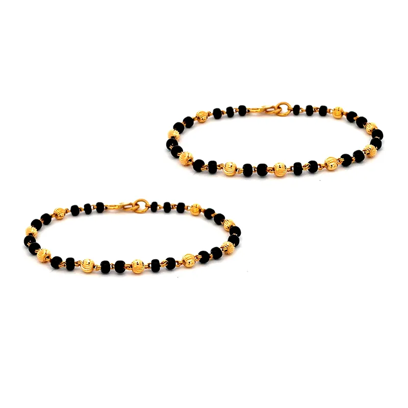 Baby bracelets with Black beads and Gold