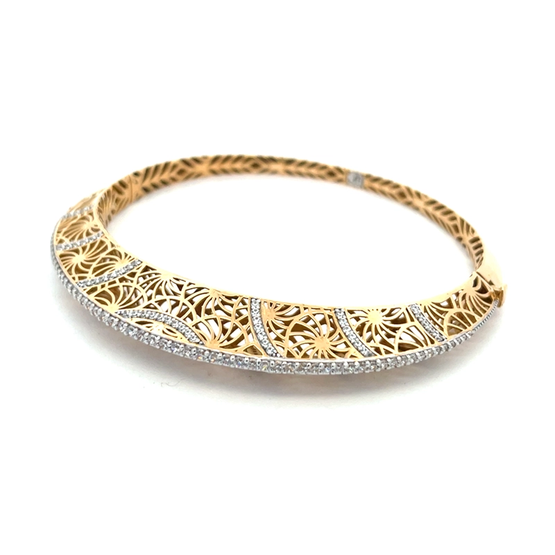 Elegant Two Tone Gold Filigree Bangle Bracelet