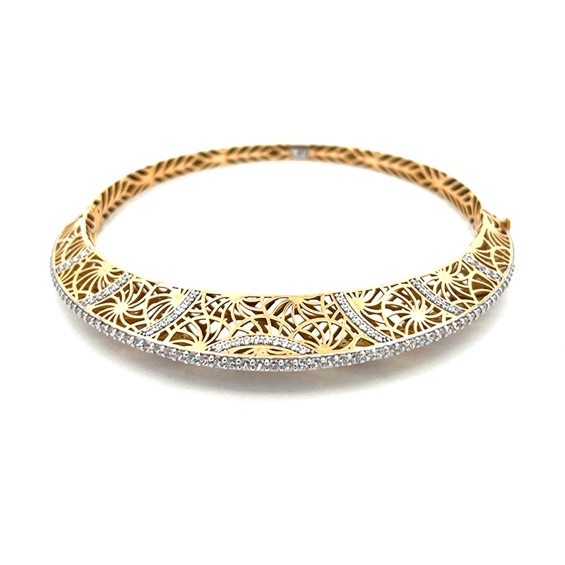 Elegant Two Tone Gold Filigree Bangle Bracelet