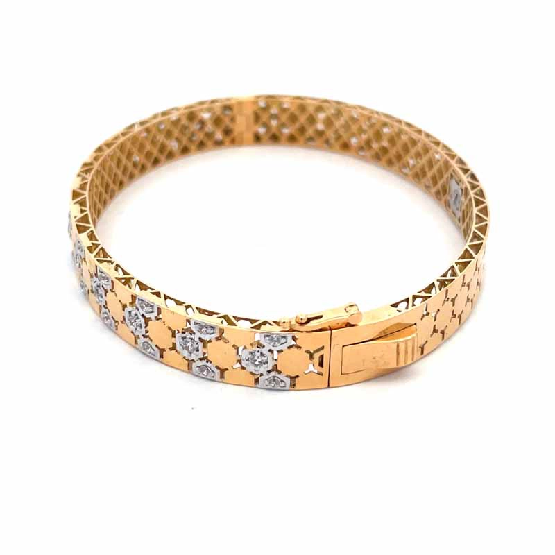 Elegant Gold Two Tone Bangle Bracelet with CZ