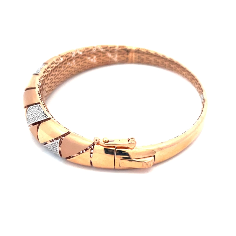 18K Rose Gold Bangle Bracelet with CZ