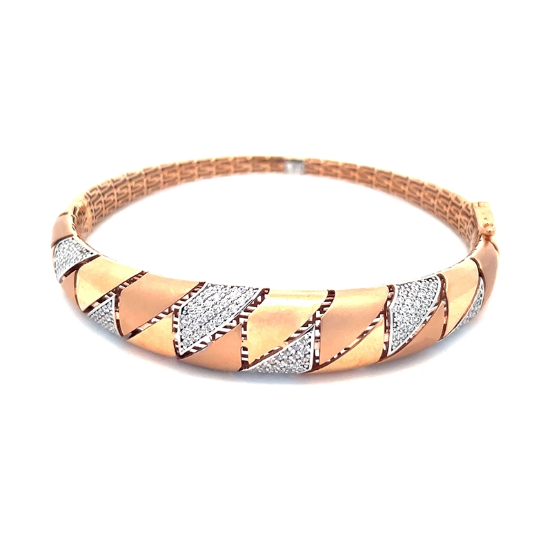 18K Rose Gold Bangle Bracelet with CZ