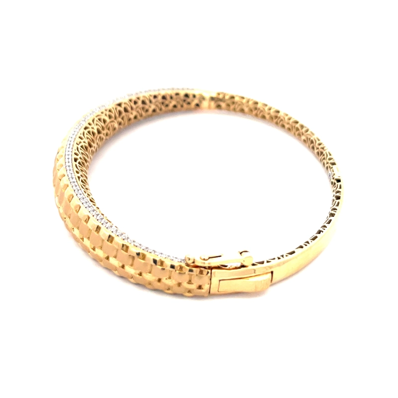 18K Yellow Gold Bangle Bracelet with CZ