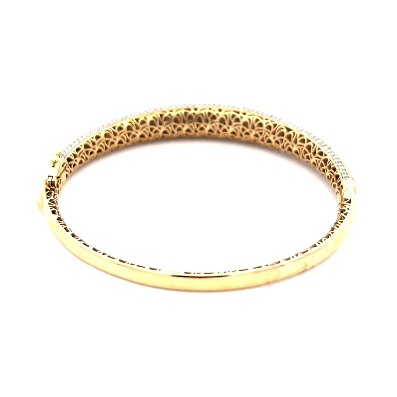 18K Yellow Gold Bangle Bracelet with CZ