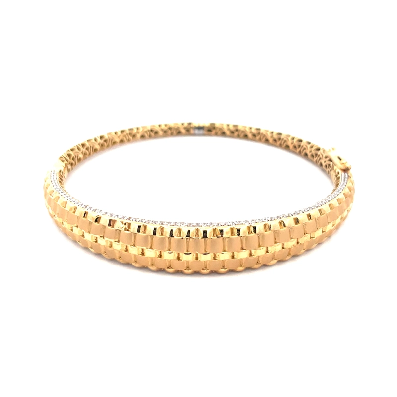 18K Yellow Gold Bangle Bracelet with CZ