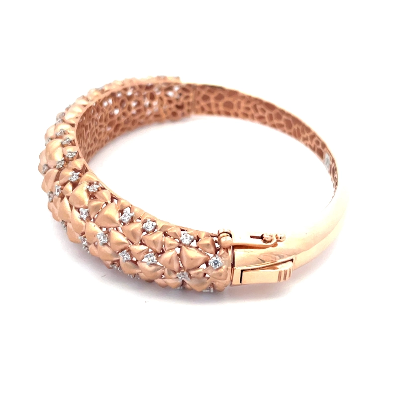 18K Rose Gold Bangle Bracelet with CZ