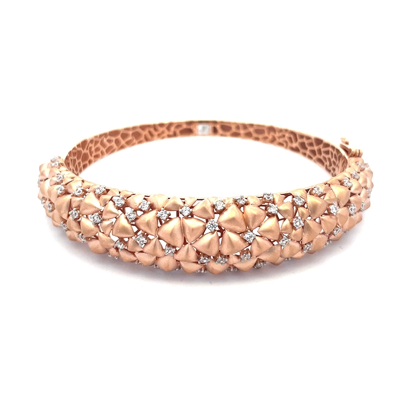 18K Rose Gold Bangle Bracelet with CZ