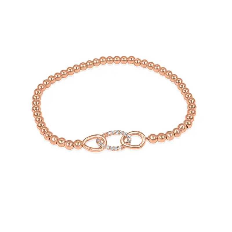 18K Rose Gold beads Bracelet with Diamonds