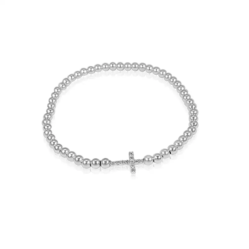 18K White Gold beads Bracelet with Diamonds