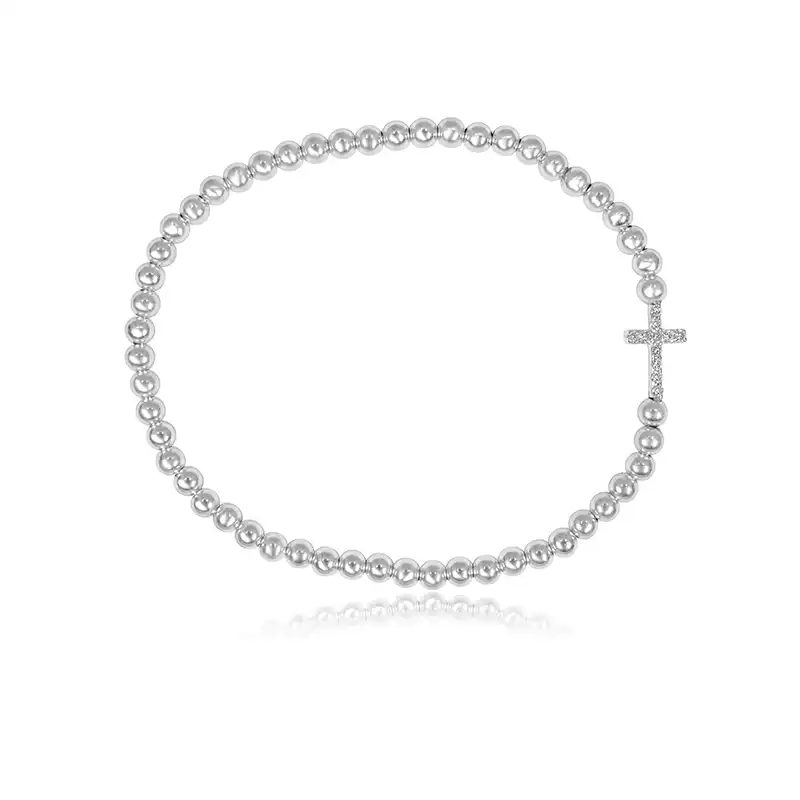 18K White Gold beads Bracelet with Diamonds