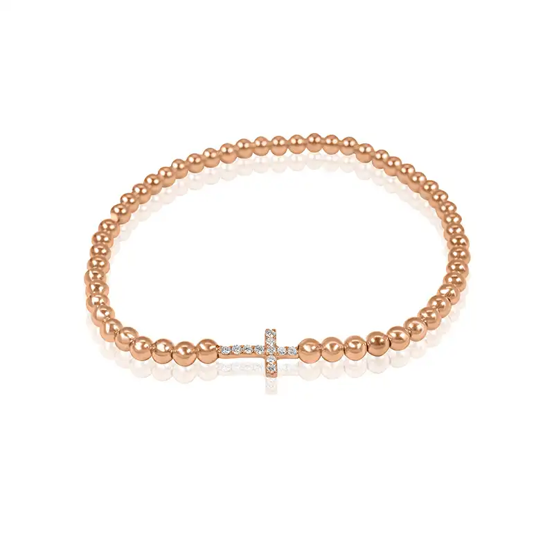 18K Rose Gold beads Bracelet with Diamonds