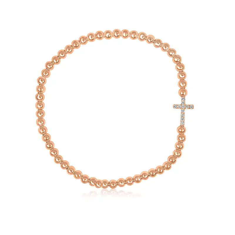 18K Rose Gold beads Bracelet with Diamonds