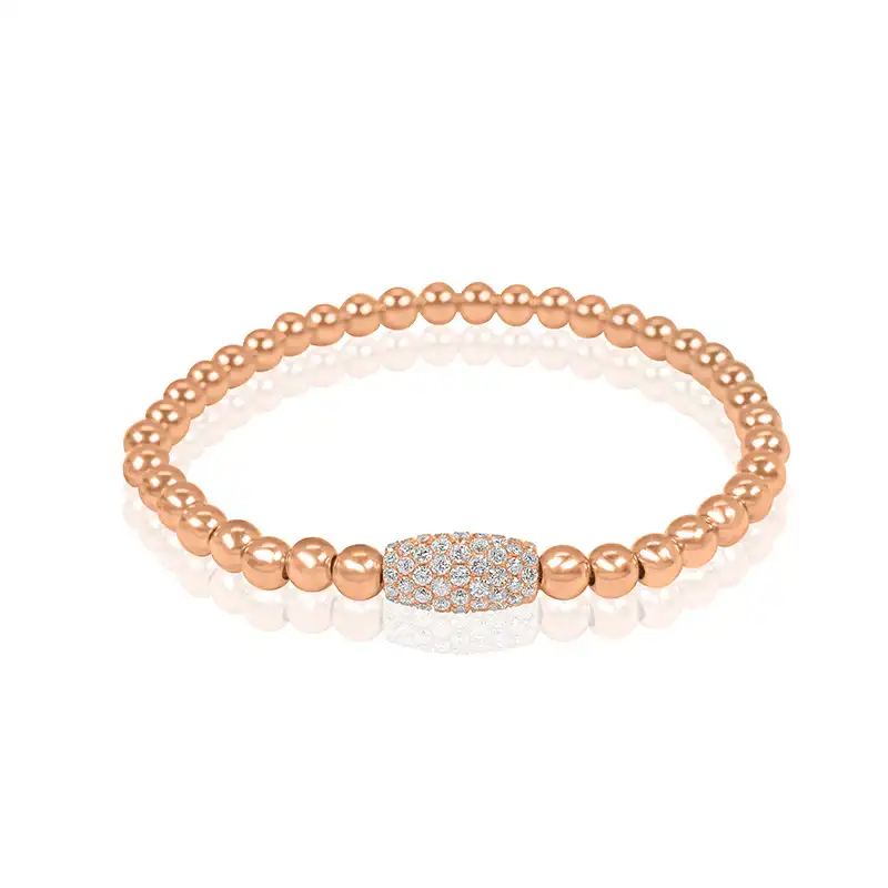 18K Rose Gold beads Bracelet with Diamonds