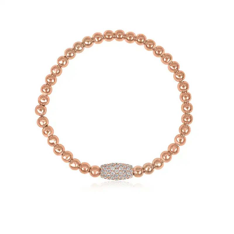 18K Rose Gold beads Bracelet with Diamonds