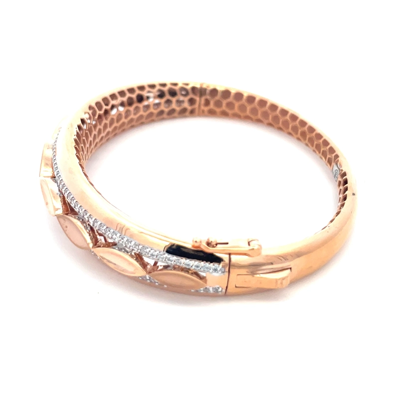 18K Rose Gold Bangle Bracelet with CZ