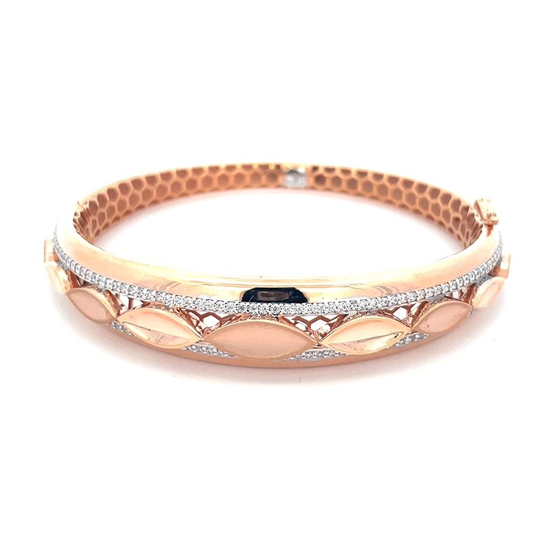 18K Rose Gold Bangle Bracelet with CZ