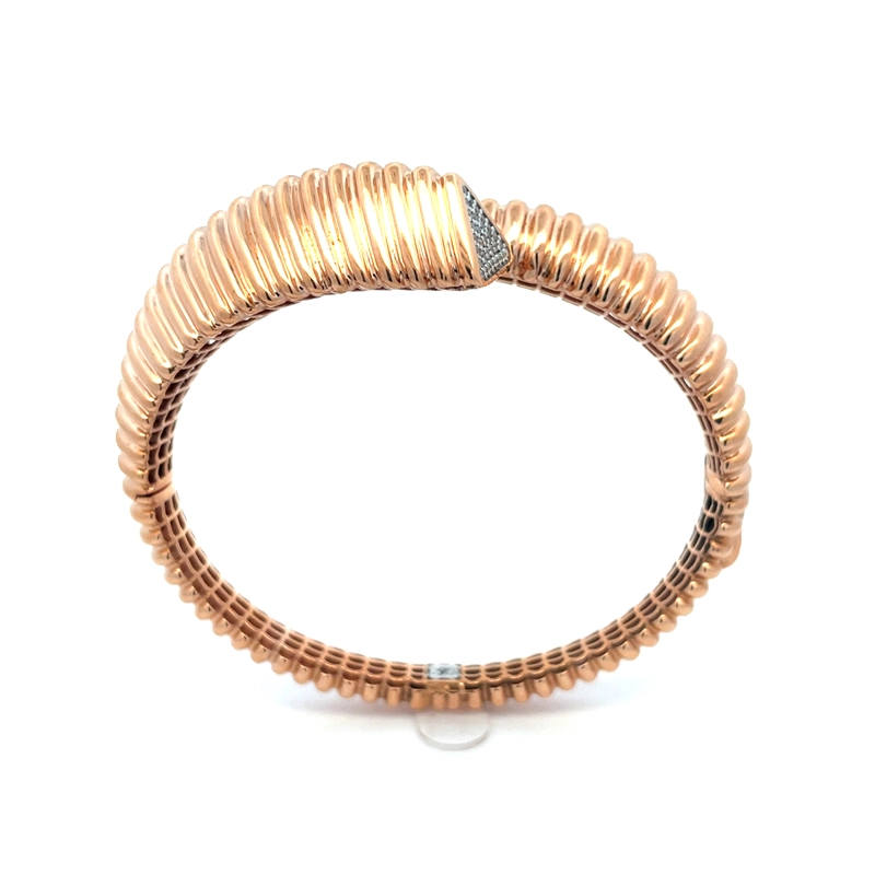 18K Rose Gold Bangle Bracelet with CZ