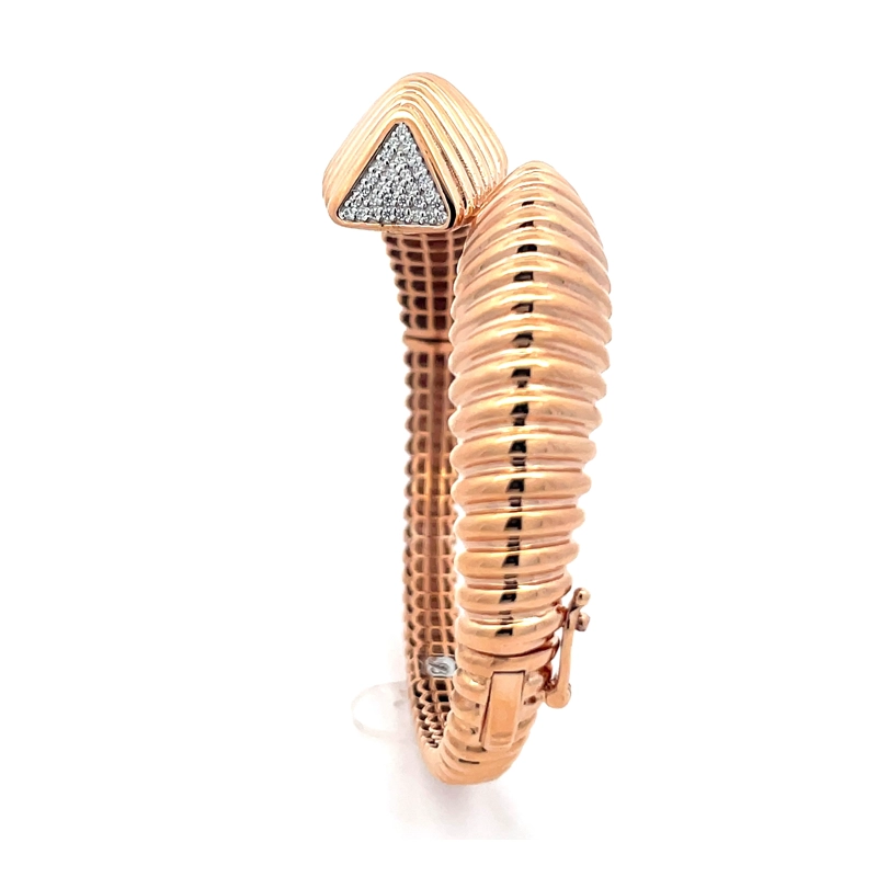 18K Rose Gold Bangle Bracelet with CZ