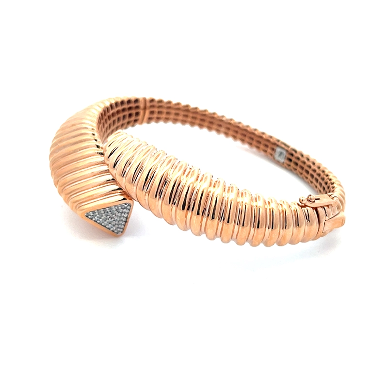 18K Rose Gold Bangle Bracelet with CZ