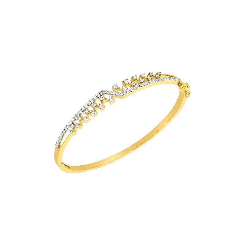 18K White and Yellow Gold and Diamond Bangle Bracelet