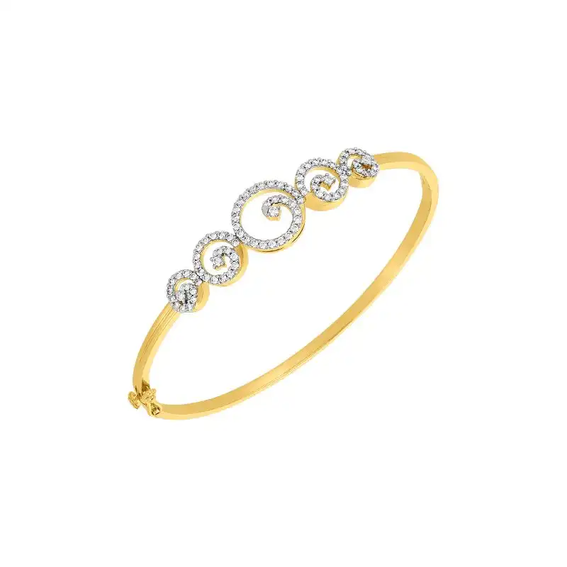 18K White and Yellow Gold and Diamond Bangle Bracelet