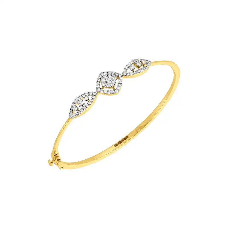 18K White and Yellow Gold and Diamond Bangle Bracelet