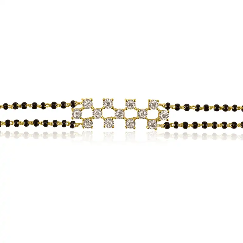 18K Gold Diamond Bracelet with black beads