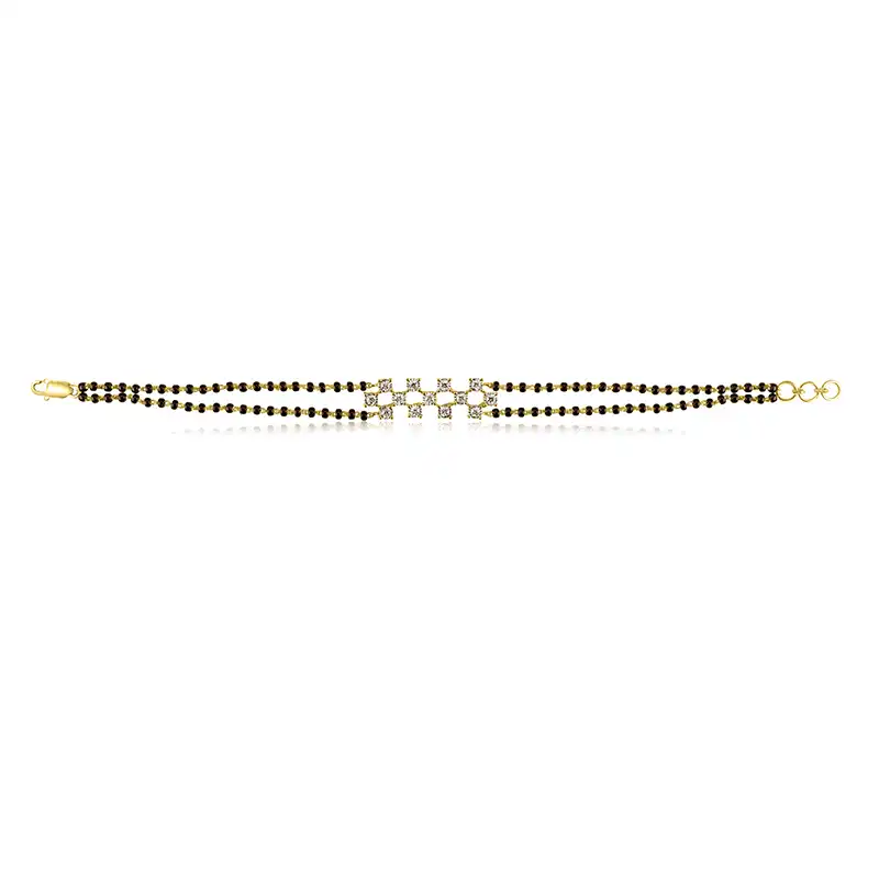 18K Gold Diamond Bracelet with black beads