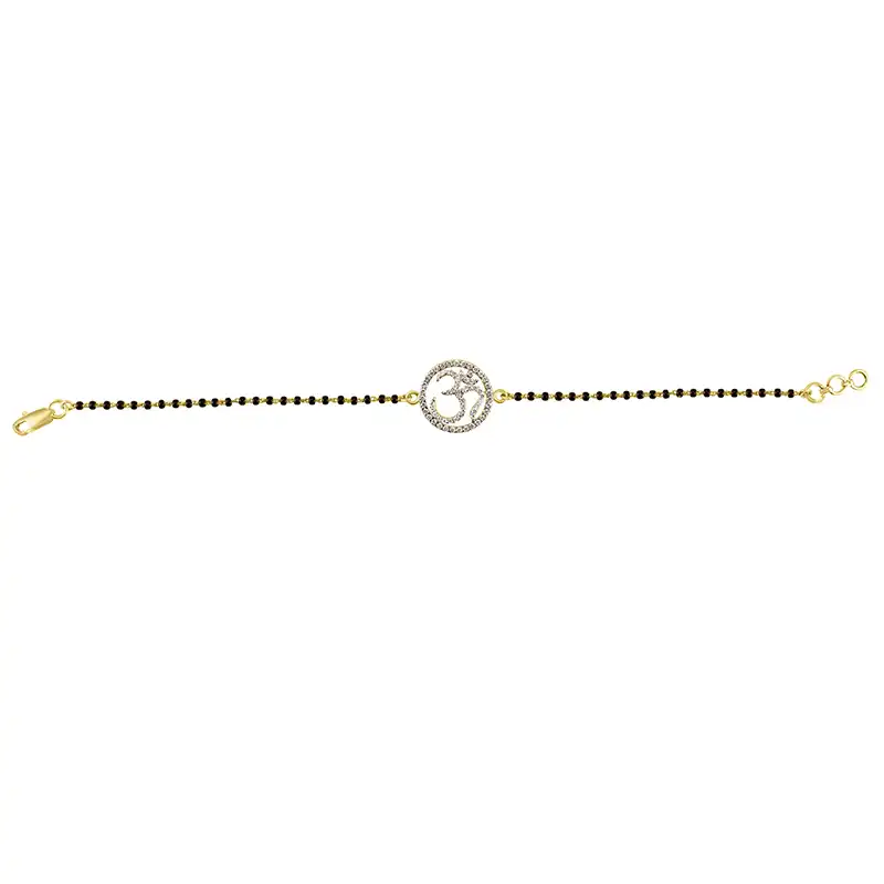 18K Gold Diamond Bracelet with black beads