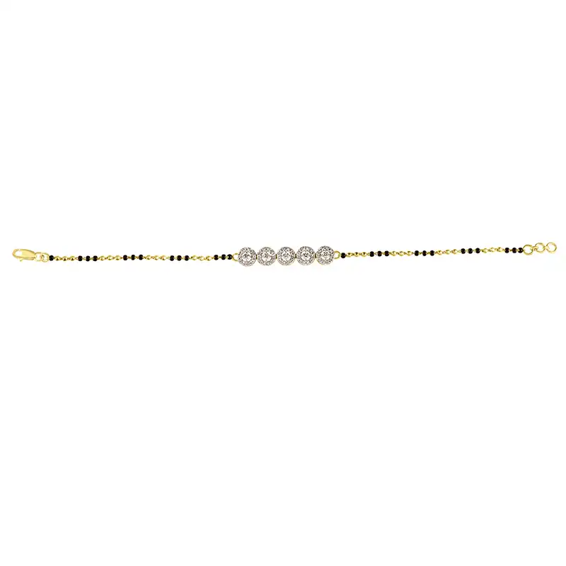 18K Gold Diamond Bracelet with black beads