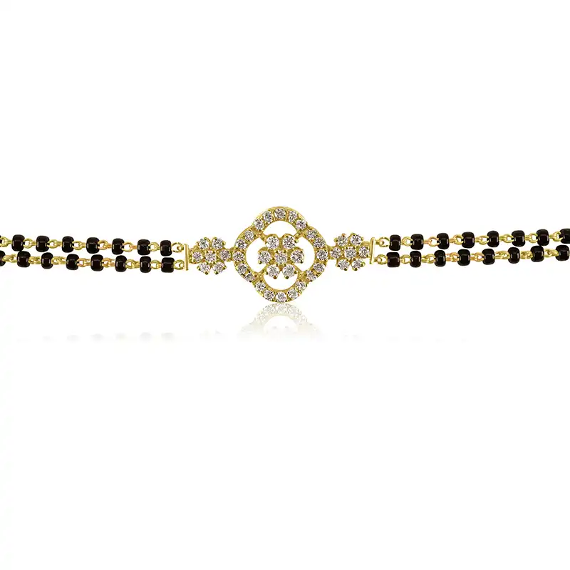 18K Gold Diamond Bracelet with black beads